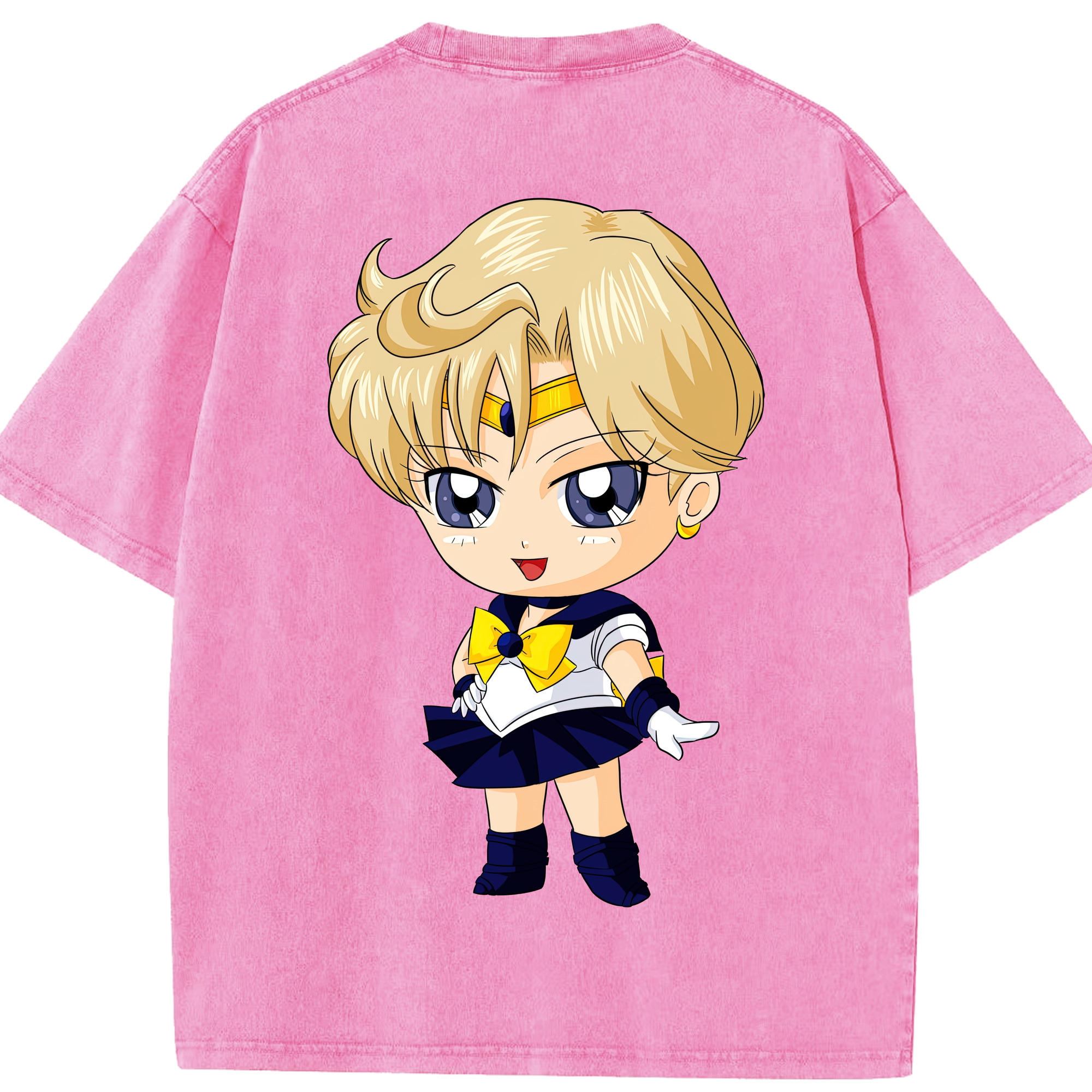 （画像用） 美少女戦士セーラームーン 天王はるか Sailor Moon Tenoh Haruka 綿100% ヴィンテージ風 半袖Tシャツ（背面プリント）